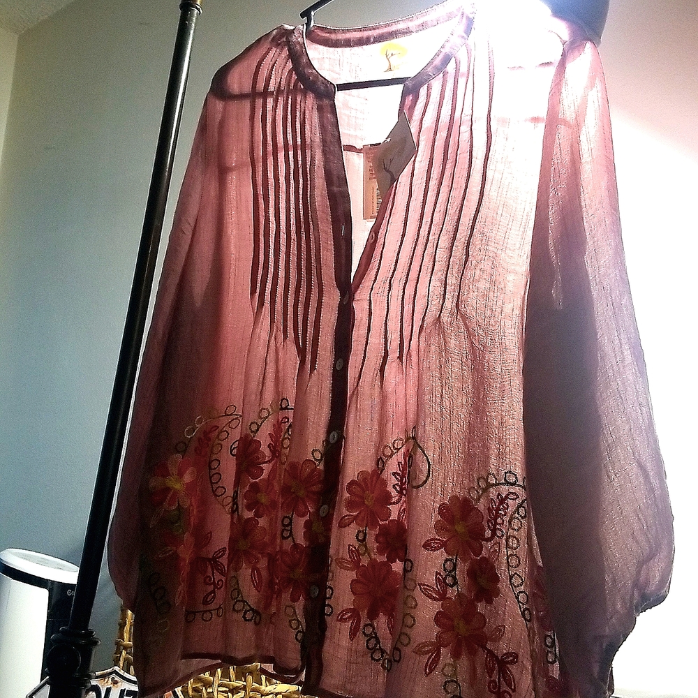New fig n flowers sheer top